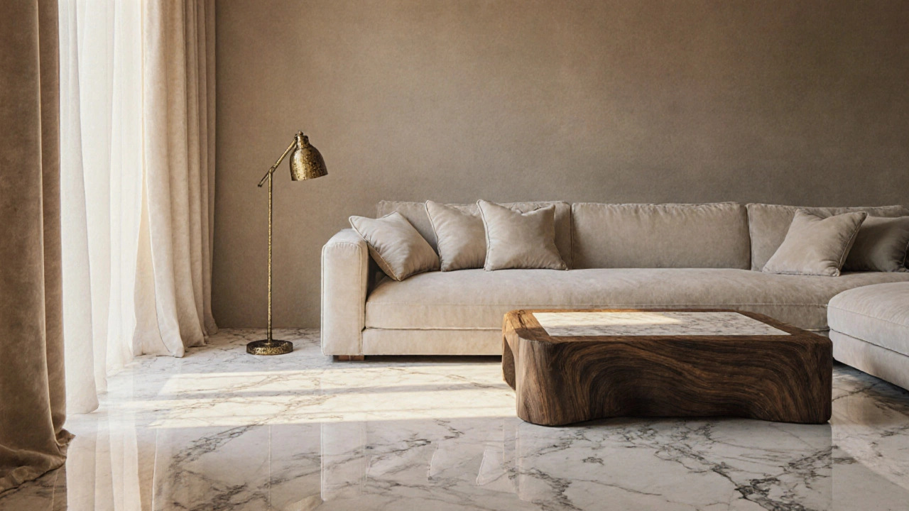 Luxuriöses Wohnzimmer: Hochwertige Materialien und edle Details für echte Eleganz