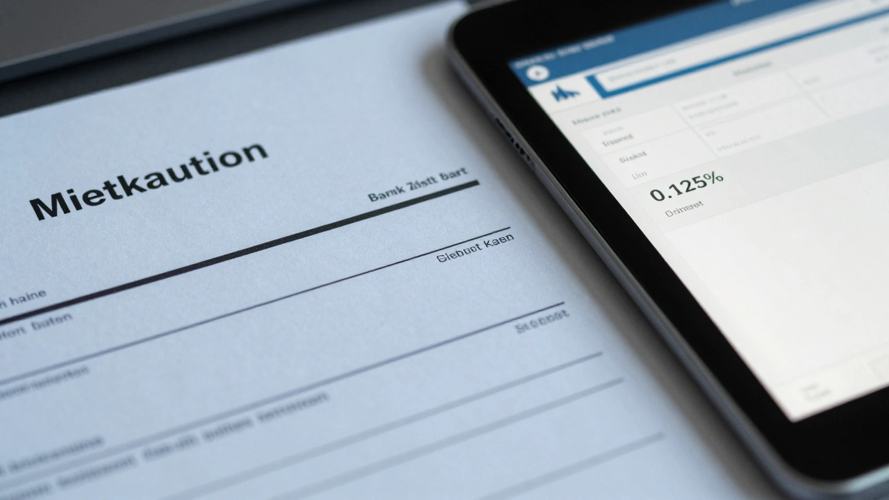 Ein gesondertes Kautionskonto mit Zinssatz und Property-Management-Software auf einem Tablet.