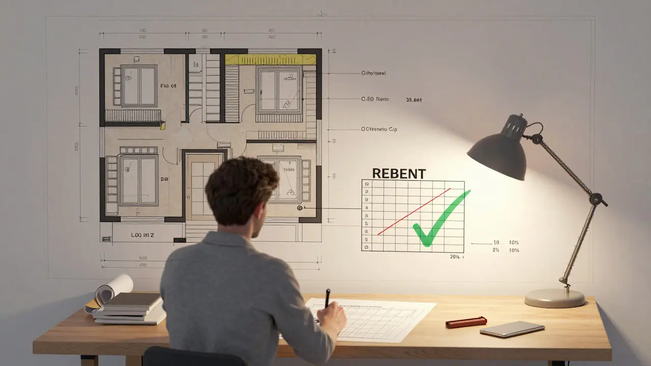 Architekturzeichnung einer umfassenden Sanierung mit neuen Fenstern und Dämmung.