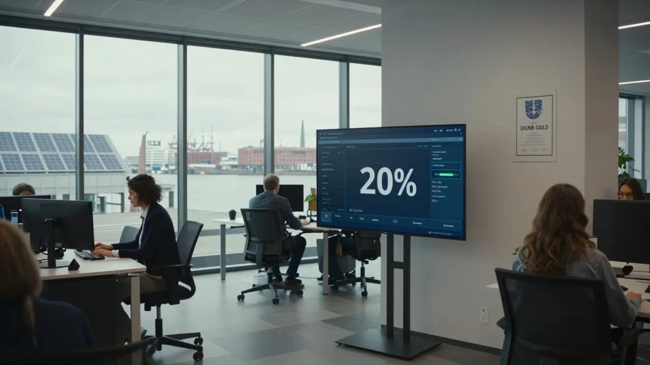 Innenaufnahme des Unilever-Hauses in Hamburg mit intelligentem Gebäudemanagement und DGNB-Zertifikat