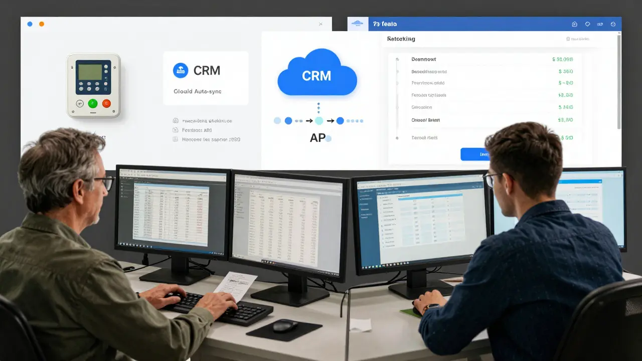 Vergleich: Manuelle Dateneingabe versus automatischer API-Datenfluss in der Immobilienverwaltung.