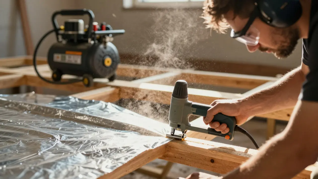 Druckluft auf der Baustelle: Tacker, Ausblaspistole und Reinigung - Praxisguide für Handwerker