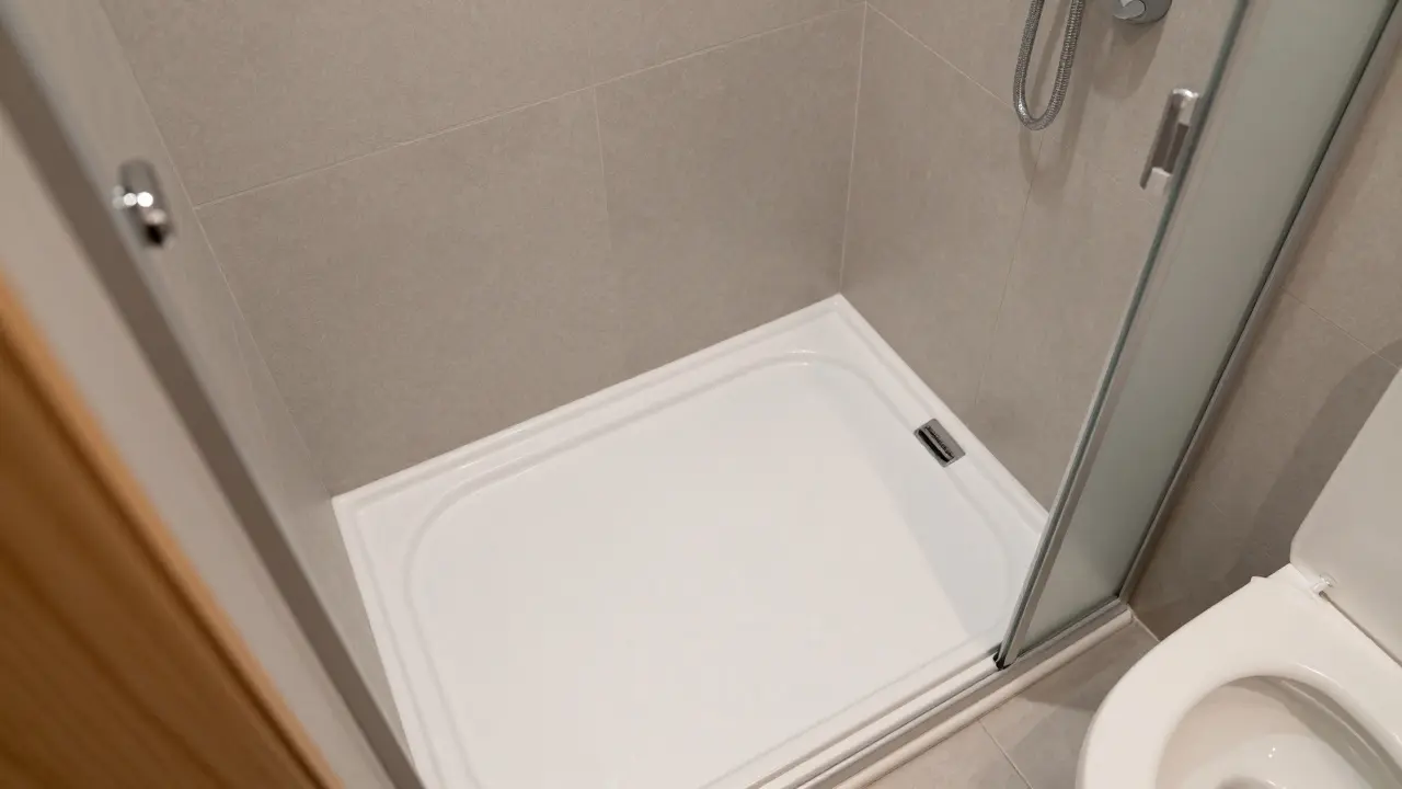 Großzügiges, rollstuhlgerechtes Badezimmer mit ausreichend Wendefläche und bodengleicher Dusche.