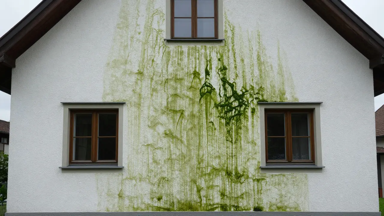 Grüne Fassade: Algen dauerhaft entfernen und Hauswand schützen