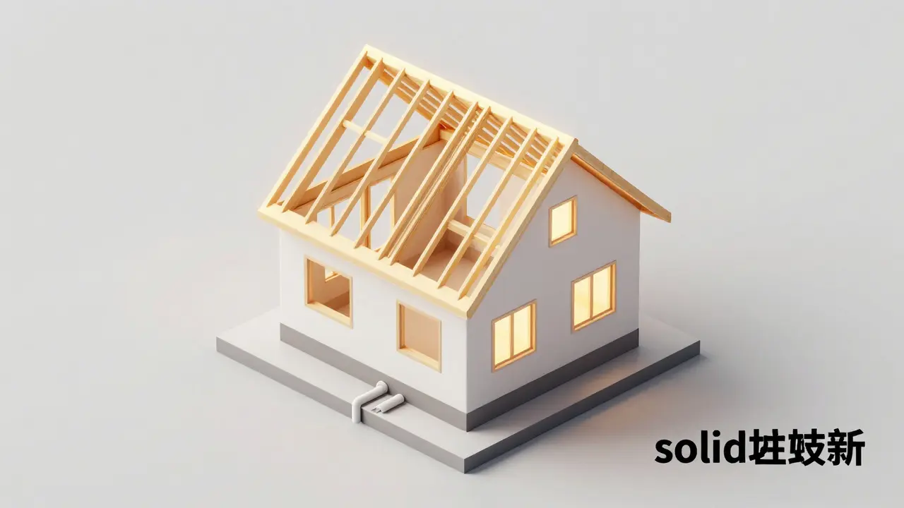 Isometrischer Querschnitt eines Hauses, der versicherte Bauteile wie Fundament und Rohre hervorhebt.