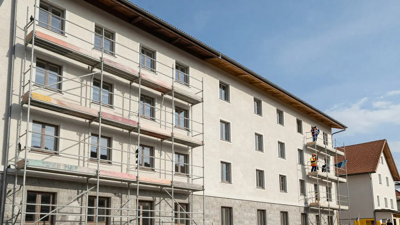 Sanierung eines Mehrfamilienhauses mit Fokus auf moderne Heizung
