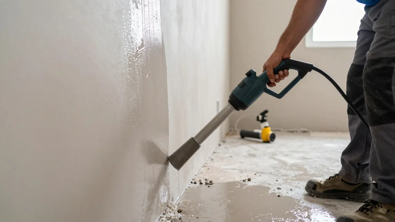 Entsalzung der Wand mit Nasssauger und Spülmethode