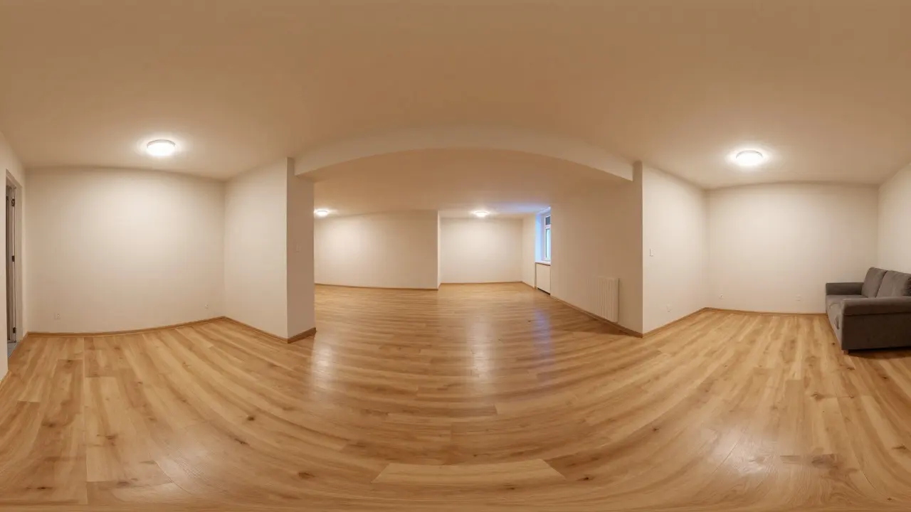 Modern saniertes, trockenes Kellergewölbe mit Laminatboden