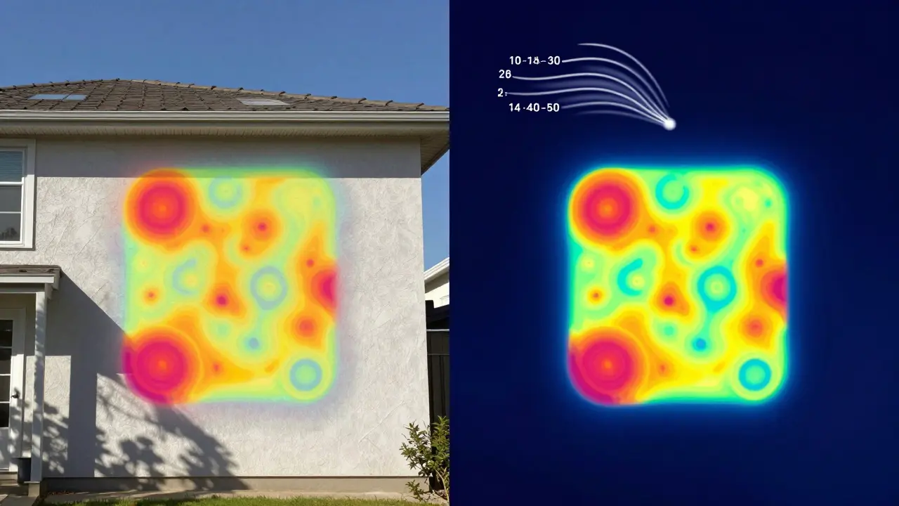 Vergleich von Thermografie-Messungen bei Sonne versus klarer Nacht für genaue Ergebnisse