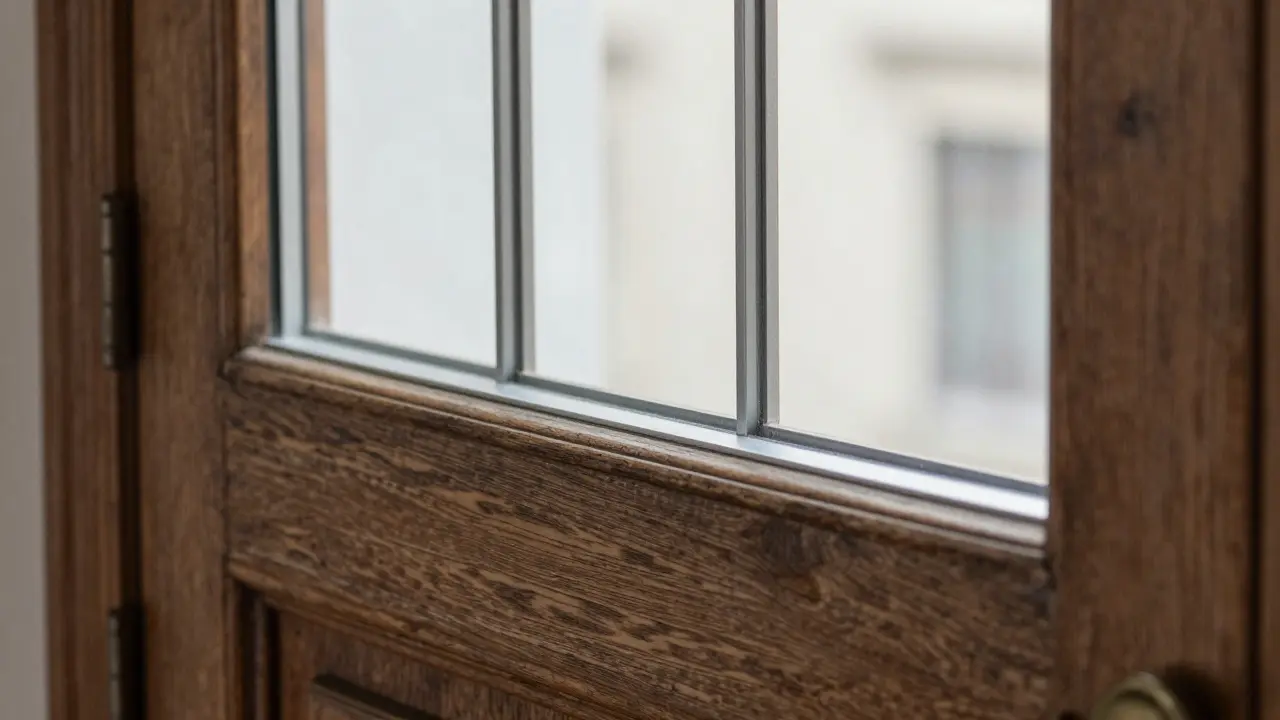 Detailaufnahme: Altes Holz trifft auf modernes Dreifachverglasung-Fenster