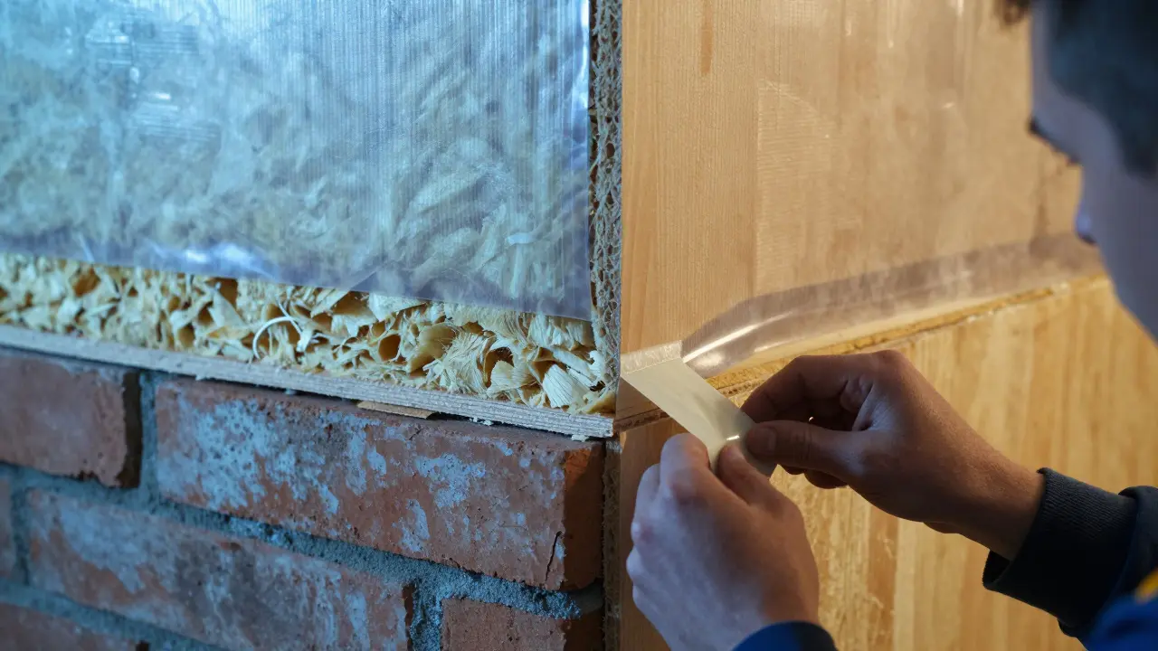 Schichtaufbau von Innendämmung mit Dampfbremse
