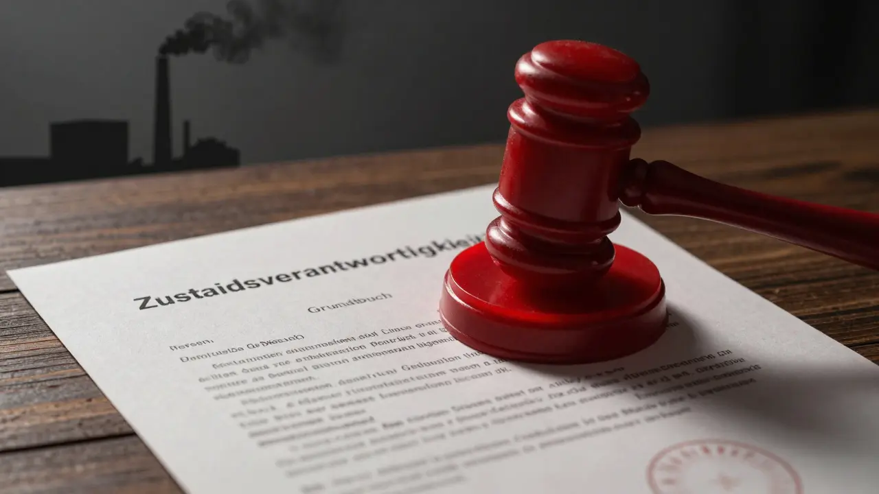 Symbolische Darstellung der gesetzlichen Haftung für Altlasten beim Kauf