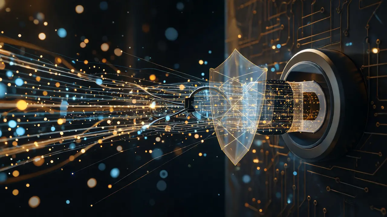 Abstrakte Darstellung der verschlüsselten Datenübertragung eines Smart Locks