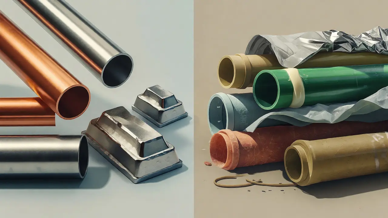 Konzeptbild zu Recycling von Metallrohren vs. Kunststoff
