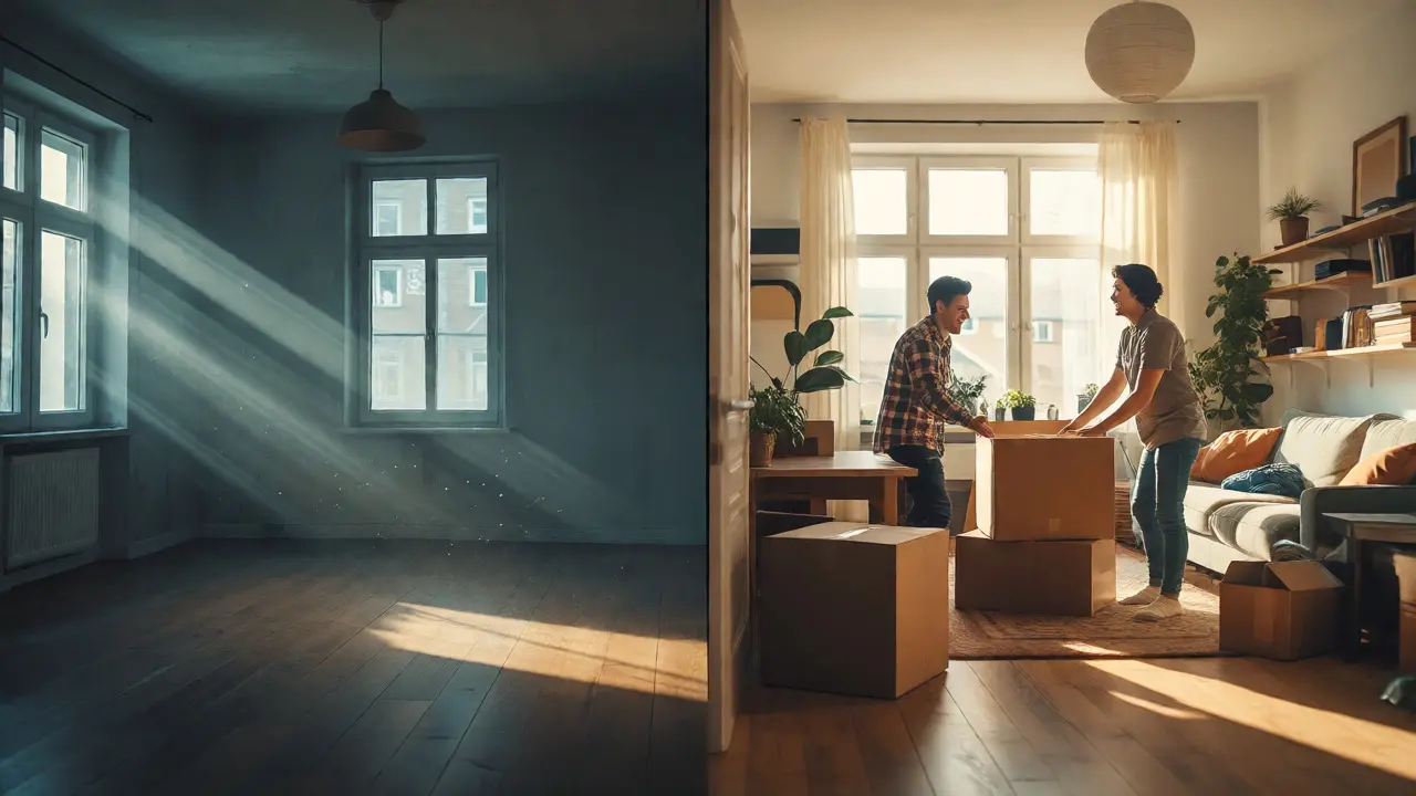 Vergleich zwischen leerer und vermieteter Wohnung